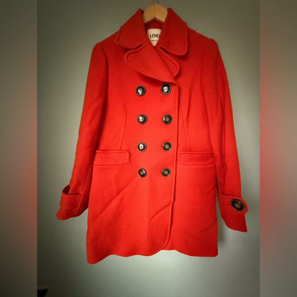 Lener of Masion Lener France Wool burnt Orange Pea Coat size US:12 F:42